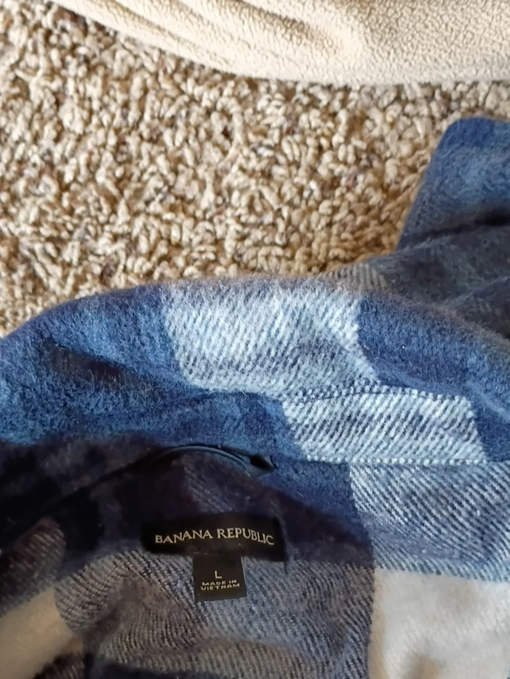 Mens Banana Republic Plaid Overshirt Jacket - Navy & White
